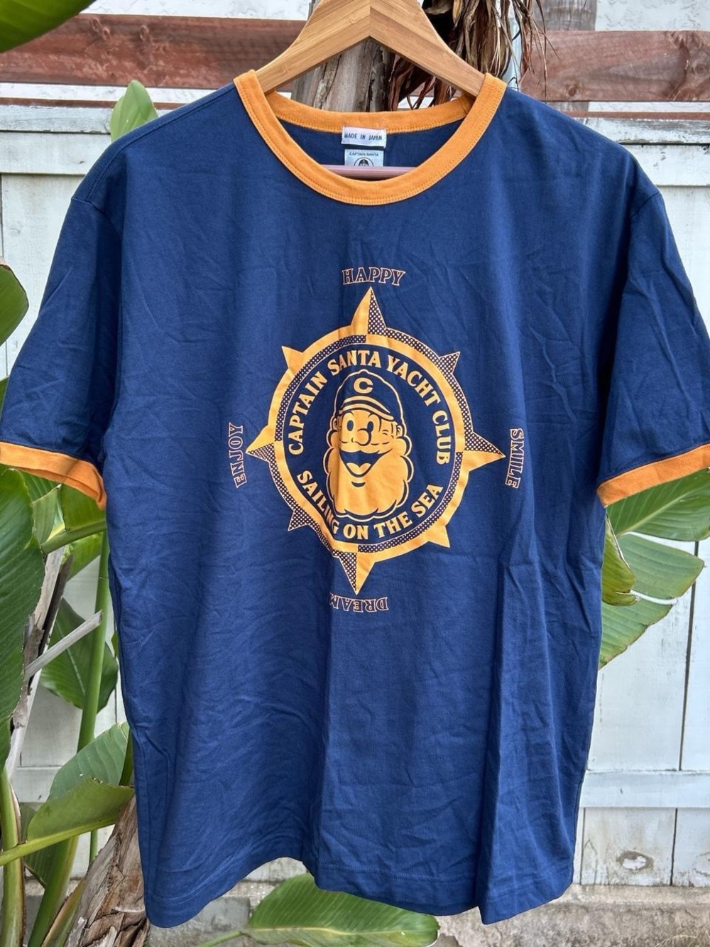 Vintage 90s Captain Santa Yacht Club Ringer T-Shirt Japan XL
